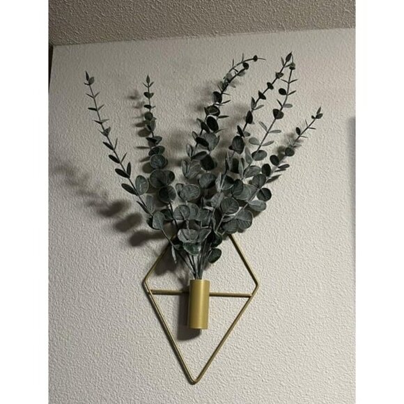 New 2 Pieces Diamond Shape Hanging Planters with Artificial Aquatic Plants Metal - Picture 2 of 2